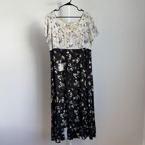 VTG Toots Pierre by MS Snow Floral Maxi Dress sz M/L‎ Lagenlook Wearable Art